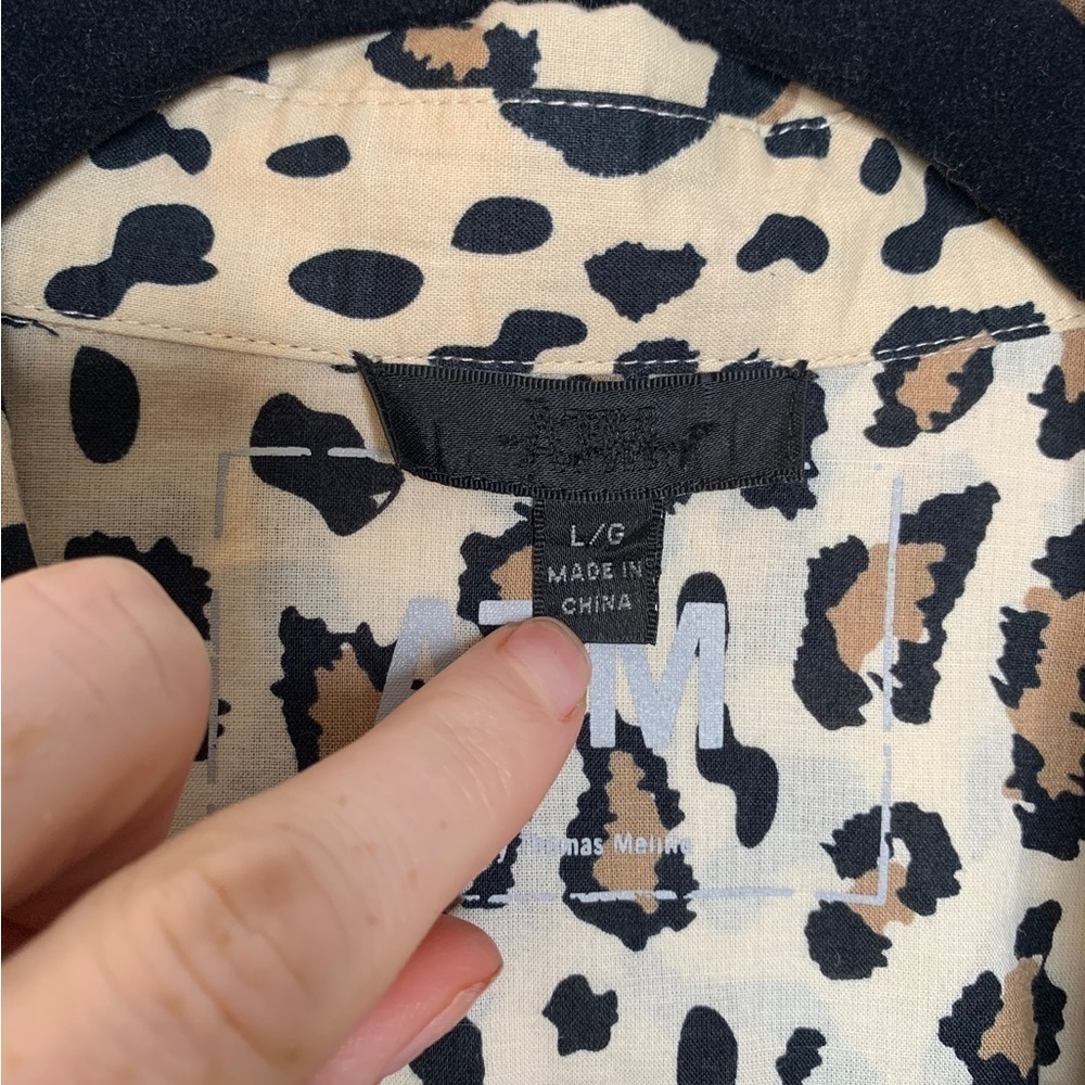 Atm Camel Black Mixed Leopard Print Button Boyfri… - image 4